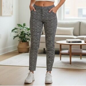 Banana Republic Sloan Fit Black White Floral Print Straight Leg Pants - Size 12